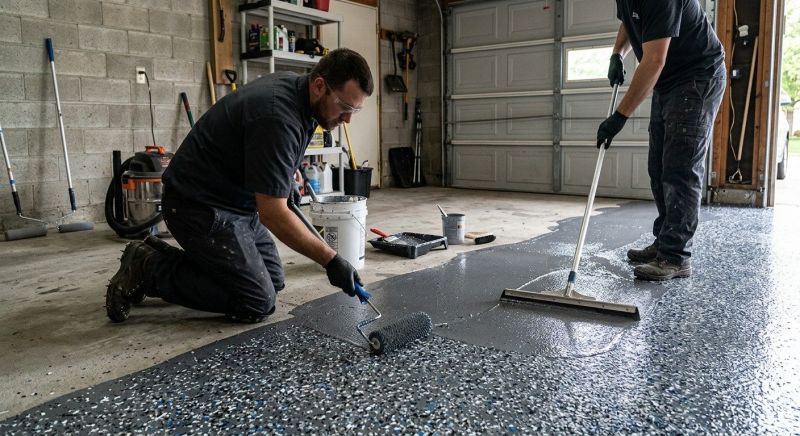 Speckled Garage Floor Painting in Winston Salem, NC